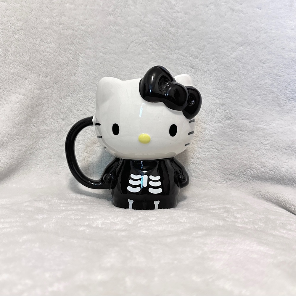 Hello Kitty Black and White Skeleton Mug